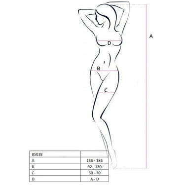 Bodystocking a Rete Sexy con Crothless Aperto Passion Nero Taglia Unica